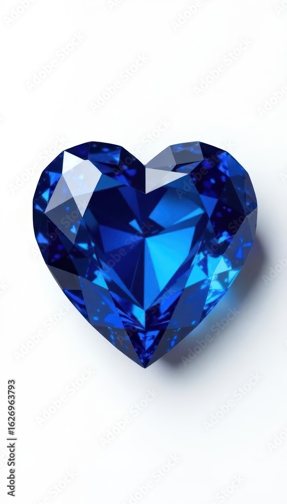 Opulent blue sapphire heart,faceted gems,white background, love, lapis lazuli, gem Opulent blue sapphire heart,faceted gems,white background, love, lapis lazuli, gem