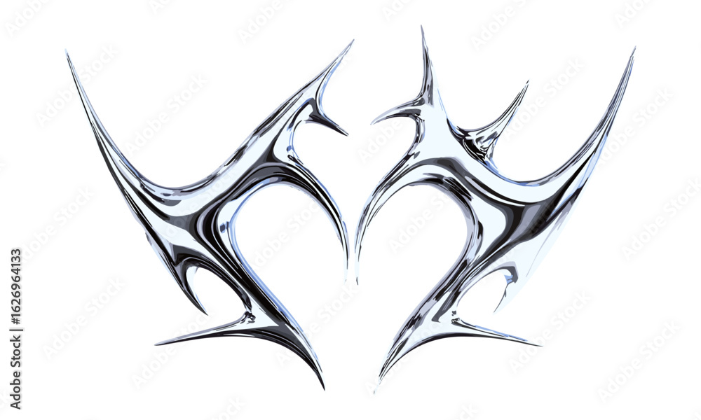 Obraz premium Liquid mercury flame in 3D chrome metal, Y2K style fire icon. Neo tribal cyber sigil, abstract metallic melt with modern burn form. Pastel metallic goth vintage fashion element, hallucinogenic