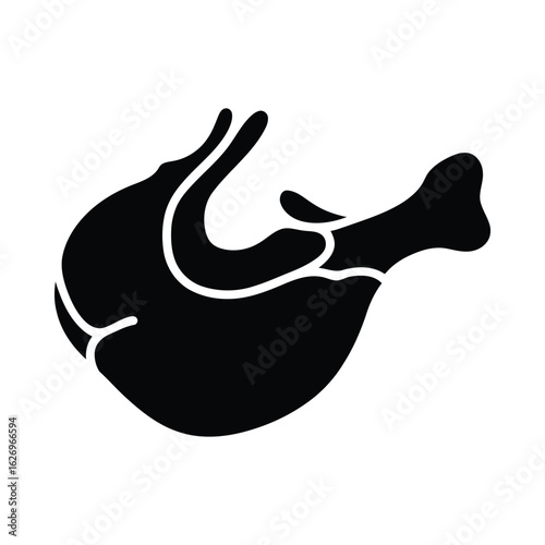 Black silhouette of a chicken leg bone meat