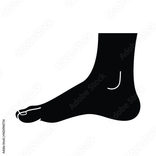 Black silhouette of a human foot with toes white