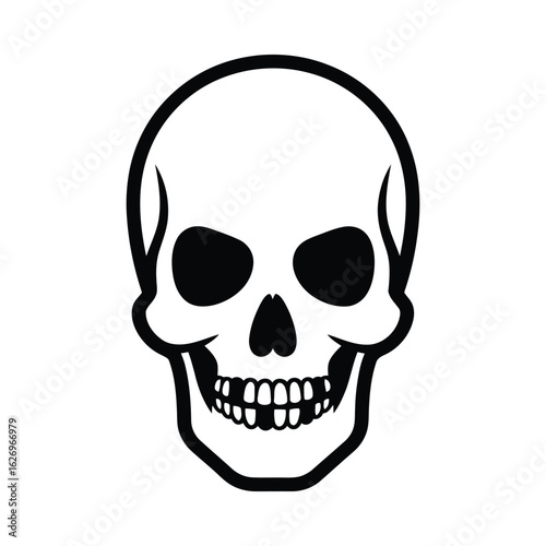 Black skull with white background head bone