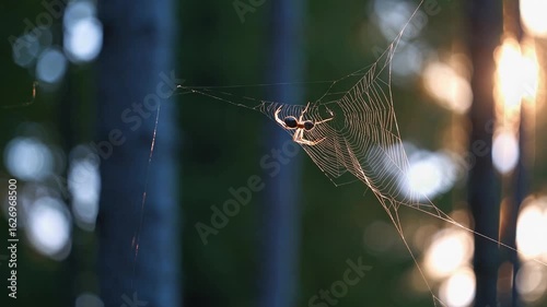 Wallpaper Mural Spiders Masterpiece Natures Delicate Artistry in TreeFilled Sunlit Glory, Perfect for Tranquil Projects. Torontodigital.ca