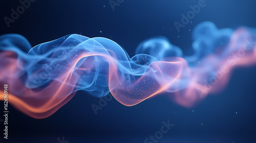 Abstract Flowing Energy Blue and Orange Nebulous Wave