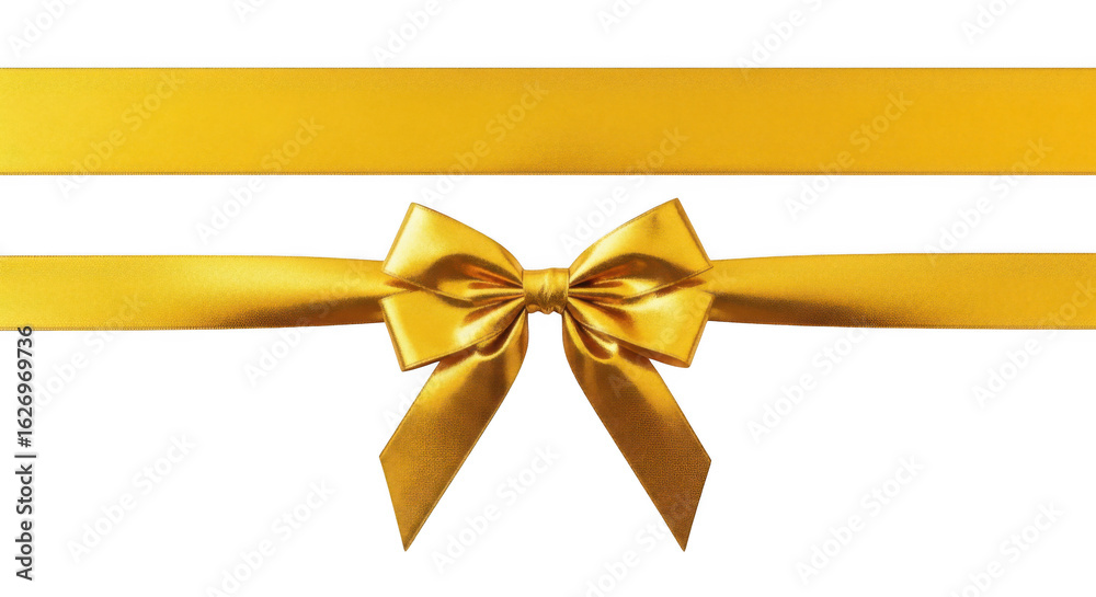 Fototapeta premium A shiny gold ribbon and bow isolated on transparent background
