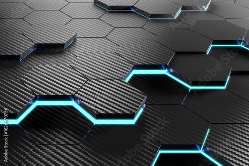 Neon HexaGrid Blueprint of the Future