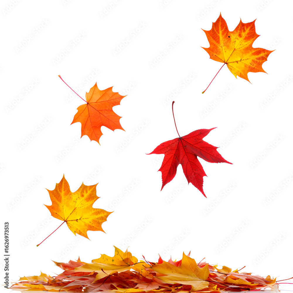 Fototapeta premium Isolated autumn maple leaves on white background