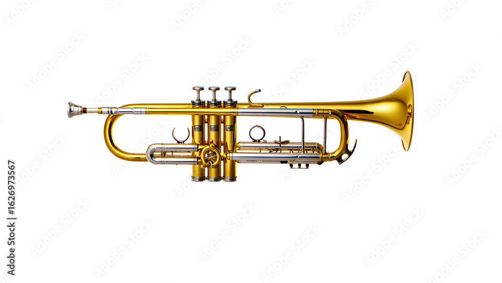 Obraz premium Brass trumpet isolated on white background