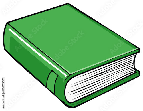 Illustration of a green book with a white page edge