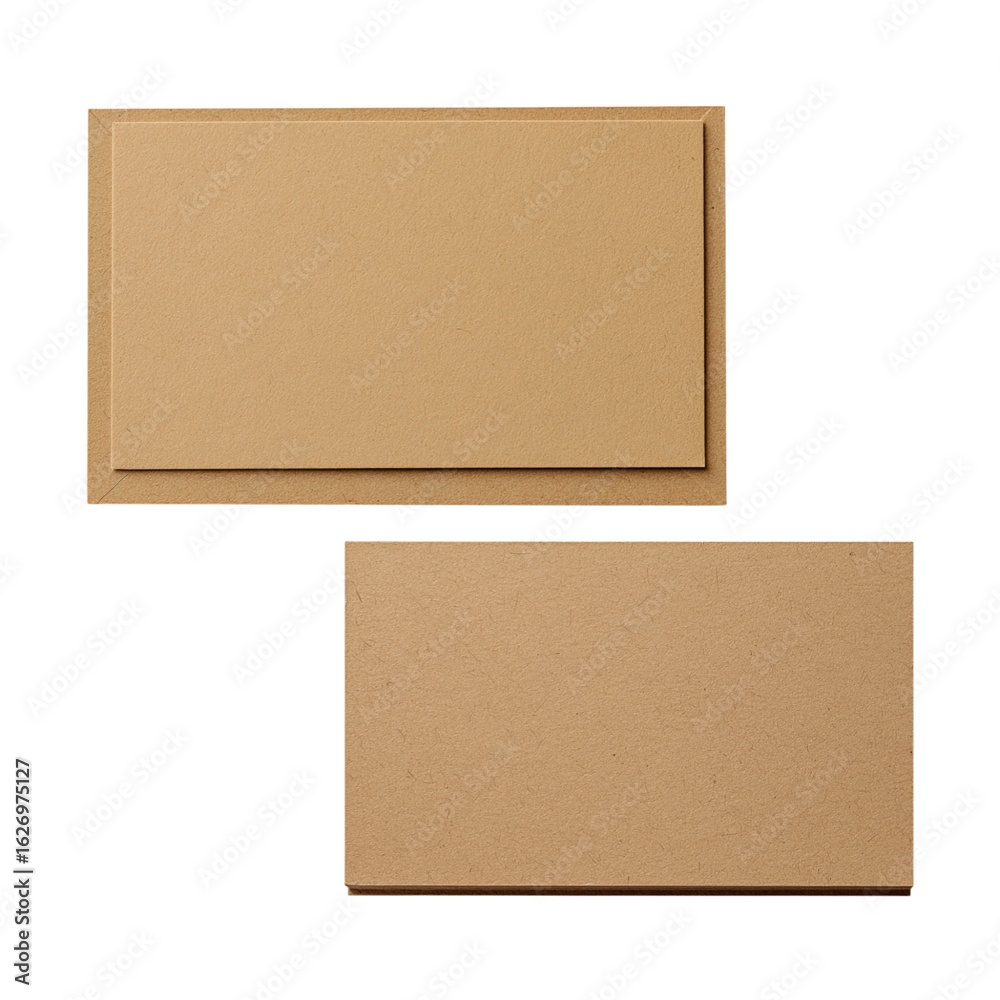 Fototapeta premium Blank Kraft Paper Business Card and Thank You Note Set – Minimal Branding Mockup