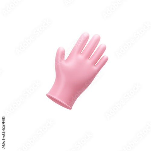 Pink rubber glove raised hand isolated on transparent background