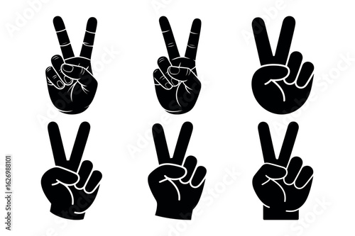 Black peace sign hands hand gesture victory sign