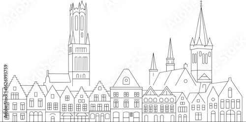 Detailed Cityscape Vector Illustration A Modern City Outline with Architectural Elements
