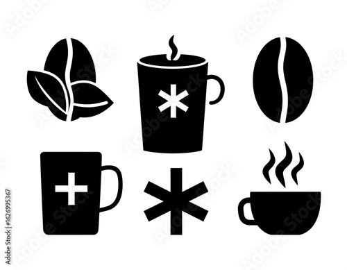 Wallpaper Mural Simple black icons depicting coffee and winter warmth Torontodigital.ca