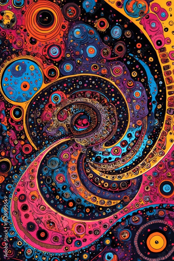 Fototapeta premium Vibrant cosmic swirl with colorful patterns in abstract design