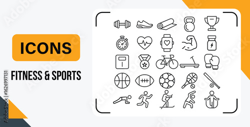 Collection of diverse fitness and sports icons for health and activity design