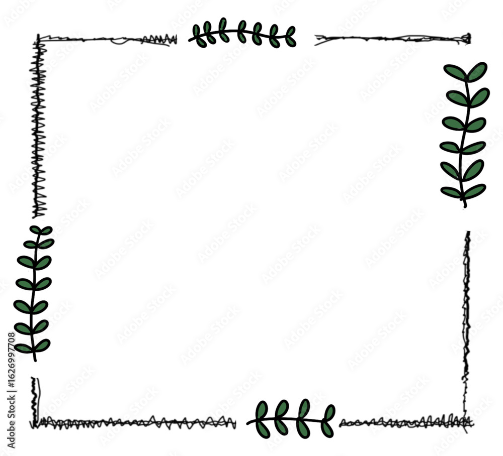 Obraz premium square border frame with leaves.