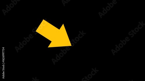 Yellow Arrow Direction Change Animation on Black Background