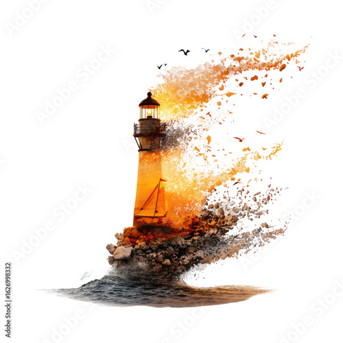 Abstract lighthouse in a storm