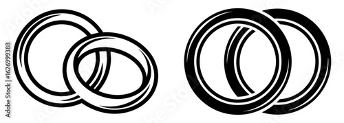 Vector art of two pairs of interlocking rings, isolated on white background