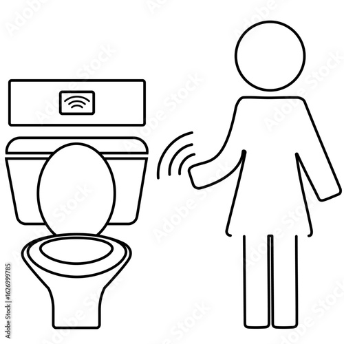 Smart automatic flush sensor with person activating toilet in restroom