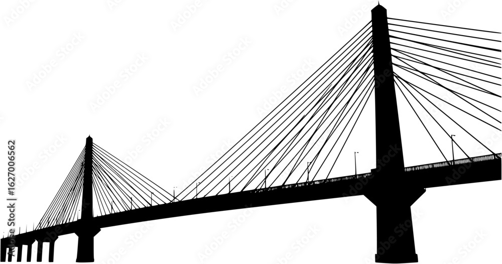 Fototapeta premium vector silhouette of the cable-stayed bridge