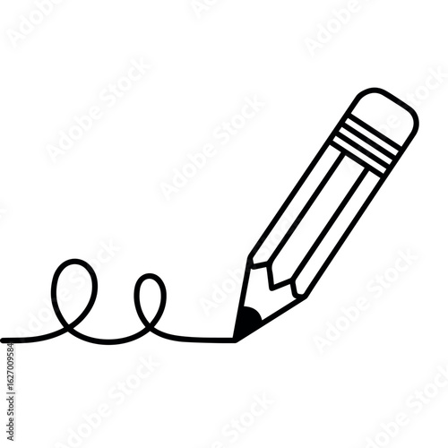 Clean and modern vector  pencil drawing line art vector illustration education design element