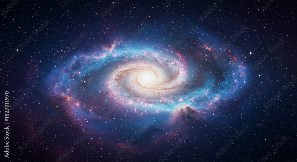 Cosmic Spectacle of a Brilliant and Colorful Spiral Galaxy Swirling Through the Universe Cosmic Spectacle of a Brilliant and Colorful Spiral Galaxy Swirling Through the Universe