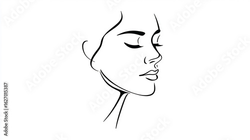 one-line drawn face of a woman abstract minimalist