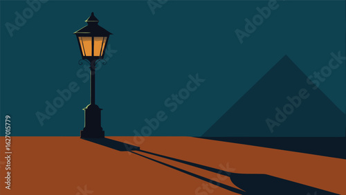shadows moving under old street lantern vector background