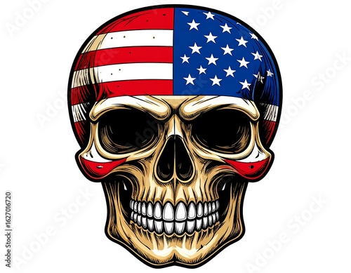 Skull with American flag bandana (1)