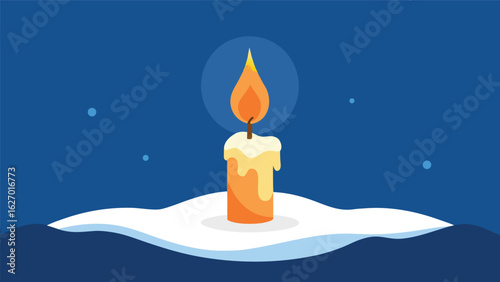 warm candle flame with soft glow and snow vector background