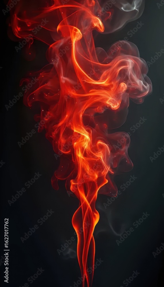 Obraz premium A close up of a red and orange smoke on a black background.