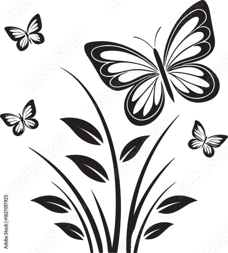 Wallpaper Mural Elegant Butterfly and Flora Illustration Torontodigital.ca