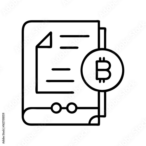 Bitcoin blockchain technology whitepaper concept icon for cryptocurrency and digital finance era