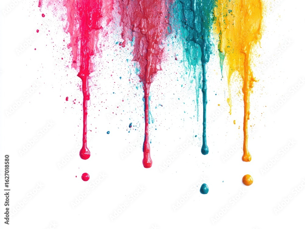 Fototapeta premium Vibrant drips of color explode in a spectrum of hues