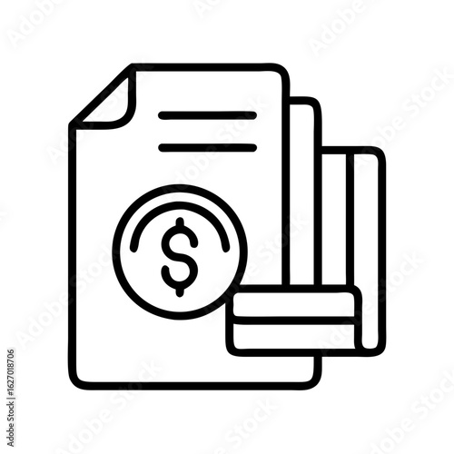 Financial document with dollar sign and credit cards icon representing payment methods and finance
