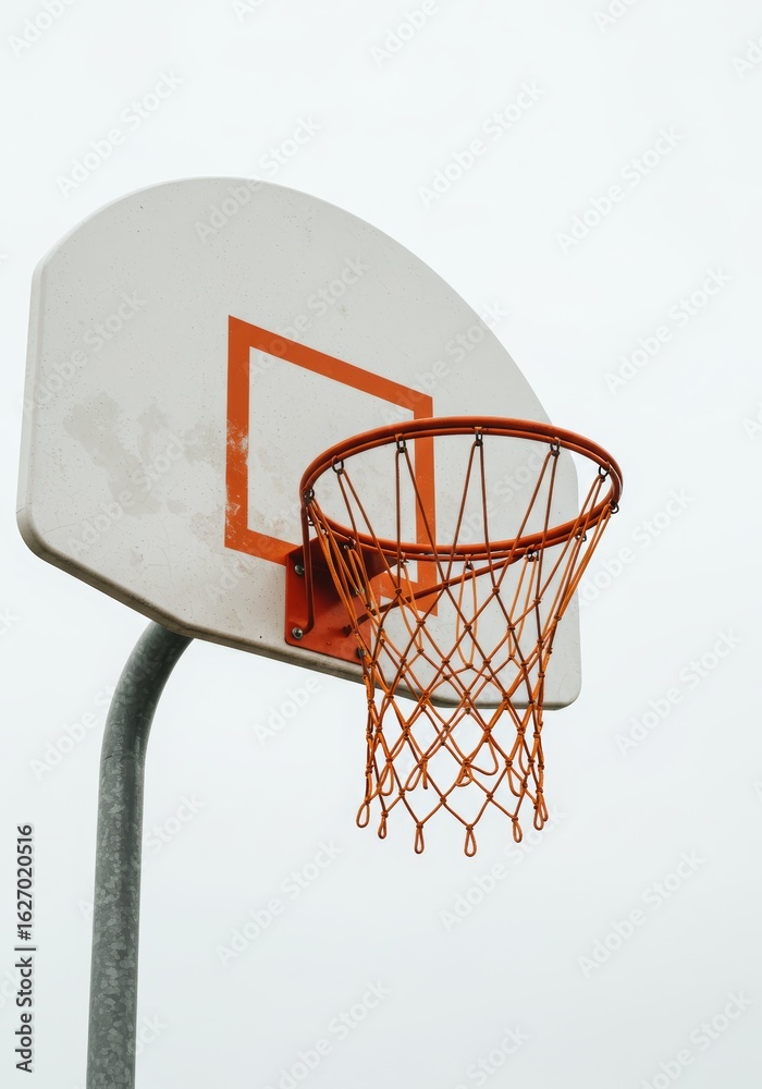 Naklejka premium Outdoor Basketball Hoop Against a Cloudy Sky