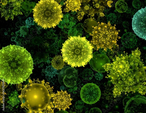 Abstract image of multicolored, complex, organic shapes