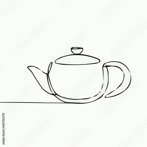 Continuous line drawing of a teapot for Chinese tea ceremony Icon  