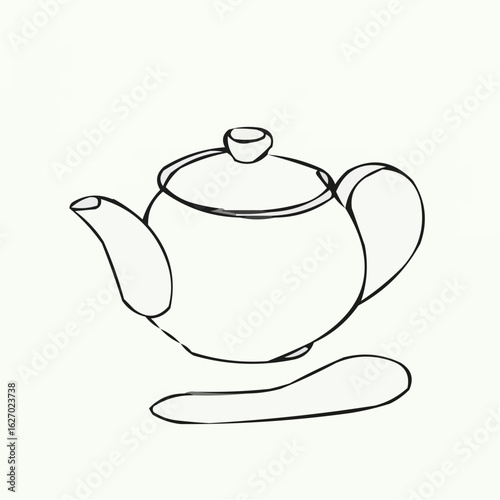 Gaiwan Chinese tea ceremony icon with minimalist line art style  