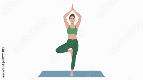 Clean and modern vector  yoga tree pose illustration for health wellness and fitness exercise