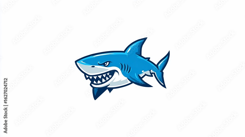 Fototapeta premium Cartoon Great White Shark Mascot Logo Design