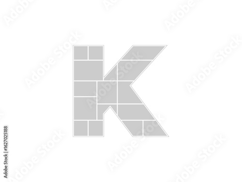 Editable Letter K Shaped Photo Layout with Random-Sized Frames, Use for Birthday Poster or Visual Keepsake