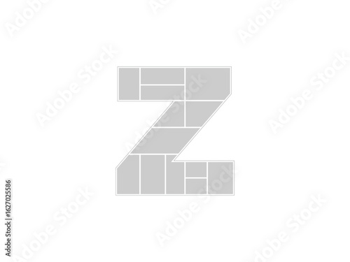 Creative Photo Collage Inside Letter Z with Random Slot Sizes, Can Be Used for Personal Poster or Gift Print