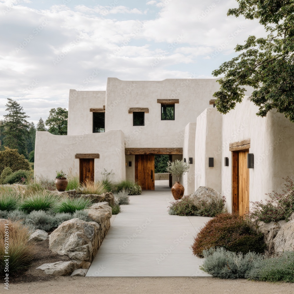 Fototapeta premium Modern adobe-style home exterior
