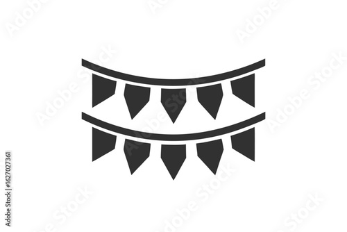 Two rows of black pennant banners appear against a white background