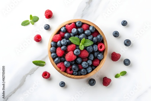 Wallpaper Mural Fresh Raspberries And Blueberries In Wooden Bowl With Mint Leaves On White Marble Table For Healthy Fruit Snack Concept

 Torontodigital.ca