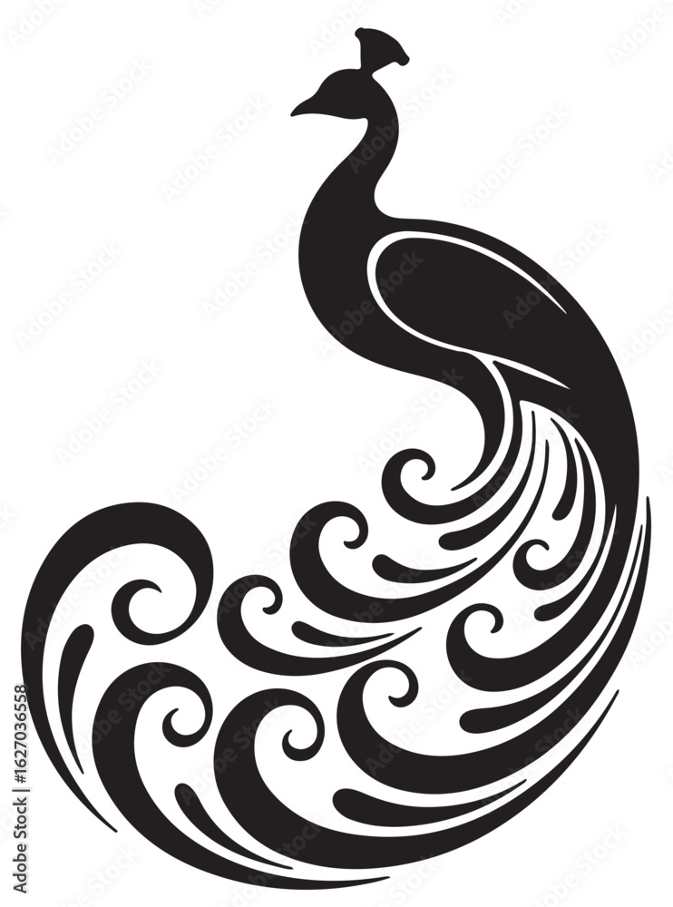 Fototapeta premium Abstract geometric shape silhouette design of peocock icon