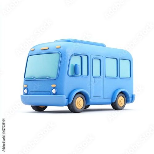 3D rendered blue cartoon bus
