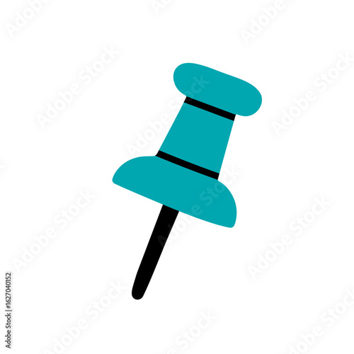 Vector push pin icon in turquoise color. Ideal for office, school, and creative projects.